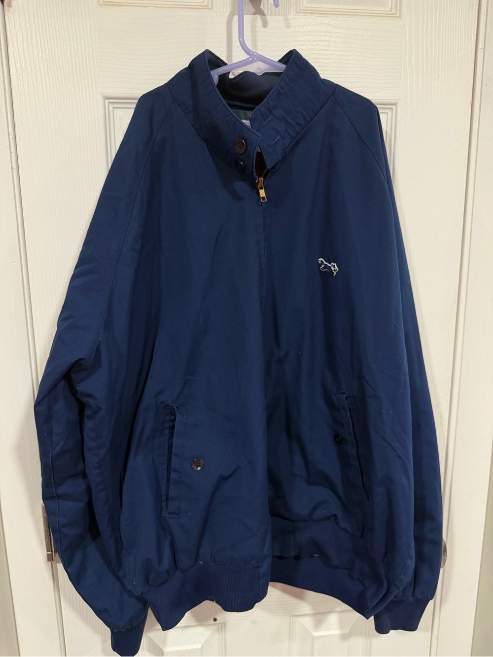 Men's Navy Bomber Jacket with Subtle Embroidered Logo
